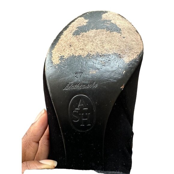 ASH Eros Velvet Boho Black Tall Boots Embroidered Over-The-Knee Sz 37 US 6.5 - Picture 13 of 16